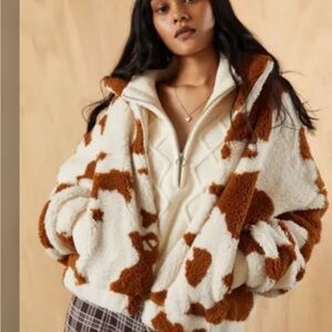 Urban Outfitters Olivia Cow Print Sherpa Jacket size S